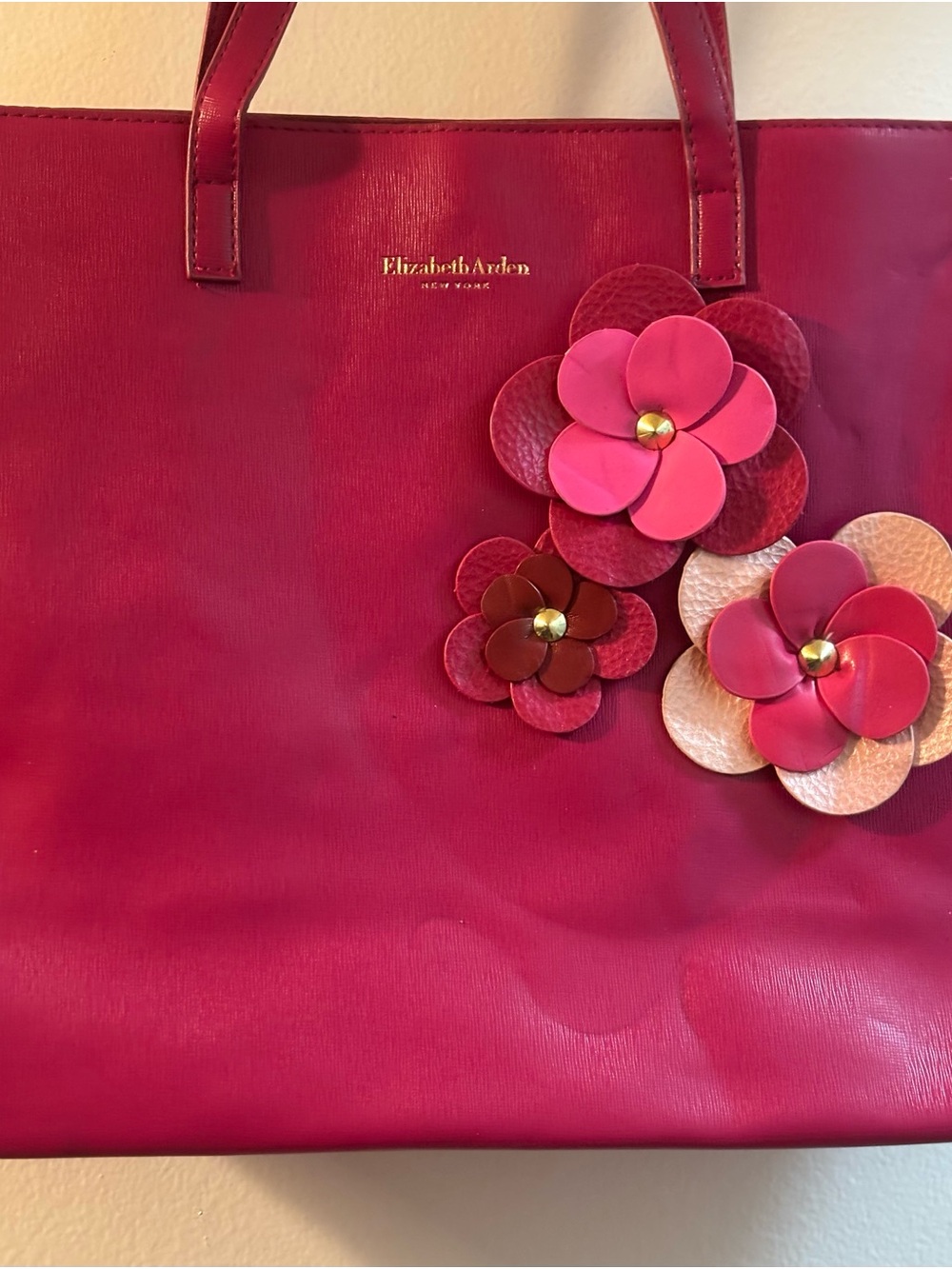 Elizabeth Arden Fuchsia Floral Appliqué Tote